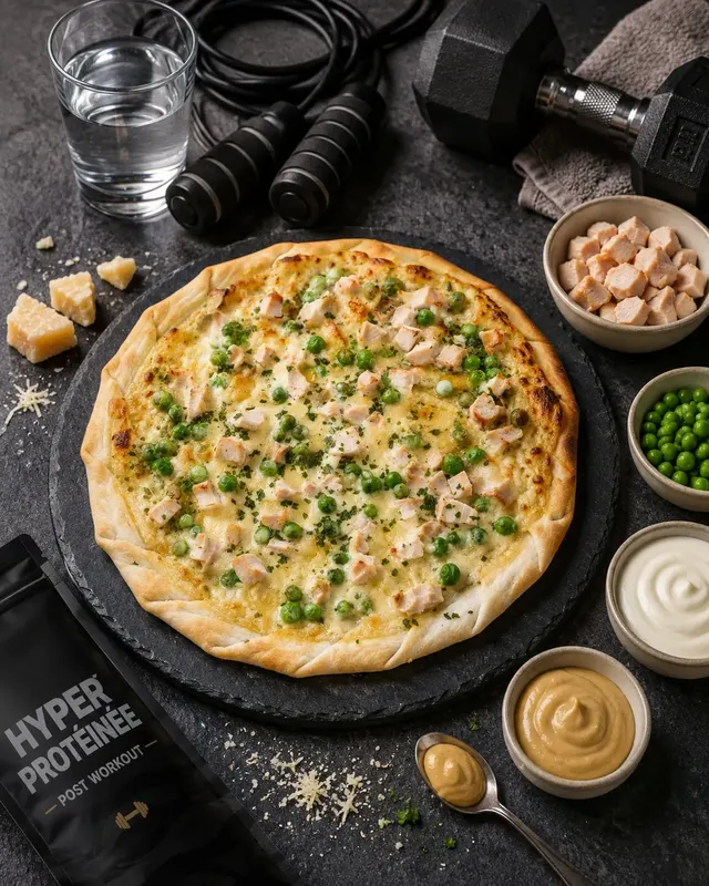 Tarte fine hyper protéinée au poulet